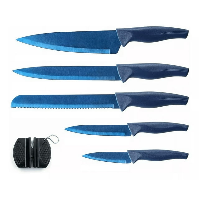 Juego De Cuchillos De Cocina Acero Inoxidable Azul 6 Pizs Lab.G Juego de Cuchillos