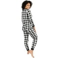 thumbnail image 3 of Leveret Womens Two Piece Cotton Pajamas Black & White Plaid L, 3 of 3