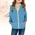 thumbnail image 2 of REDARER Girls Hooded Zip-Up Sweatshirt, Casual Fall Jacket with Front Pockets, Lightweight Outerwear for Everyday Wear,Size:14-15 Years, 2 of 4