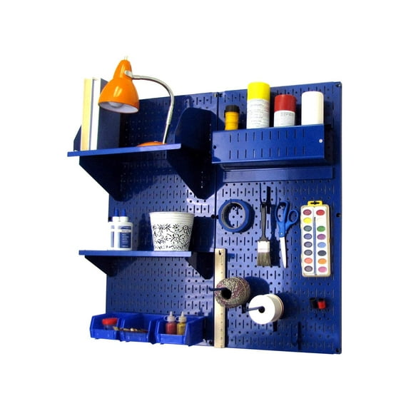 Wall Control Pegboard Hobby Craft Pegboard Organizer Storage Kit with Blue Pegboard and Blue Accessories