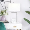 thumbnail image 3 of DecMode 25" Geometric Silver Table Lamp with Cream Fabric Shade, 3 of 10
