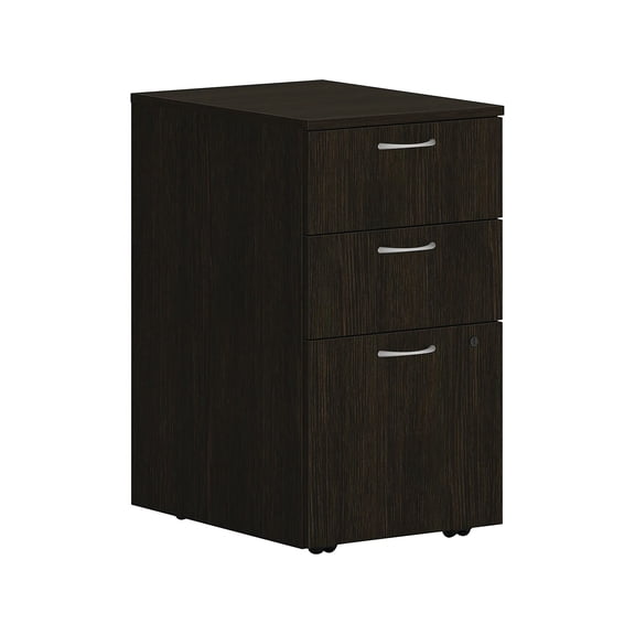 HON Mod 3-Drawer Vert File Cab Mobile Pedestal Let/Leg Java Oak 20" PLPMBBFLJ1