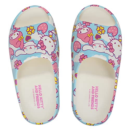 Hello Kitty Character Toss Floral And Cloud Art Women's Slides-Small