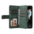 thumbnail image 2 of Multifunctional Case for Samsung Z Fold 4,[RFID Blocking] 9 Credit Cards Holder with Wrist Strap, Premium PU Leather Zipper Wallet Purse Magnetic Flip Phone Cover for Samsung Galaxy Z Fold 4, Green, 2 of 12