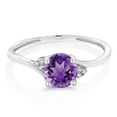 thumbnail image 2 of Gem Stone King 0.74 Ct Round Purple Amethyst White Diamond 10K White Gold Ring, 2 of 3