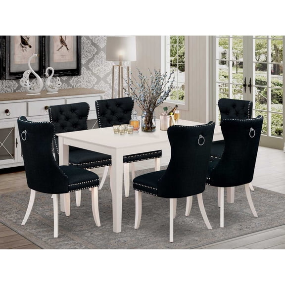 East West Furniture 7 Piece Dinette Set Consists of a Rectangle Modern Dining Table