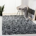 thumbnail image 4 of SAFAVIEH Rio Kynaston Solid Polyester Shag Area Rug, Black/Ivory, 6' x 6' Square, 4 of 5