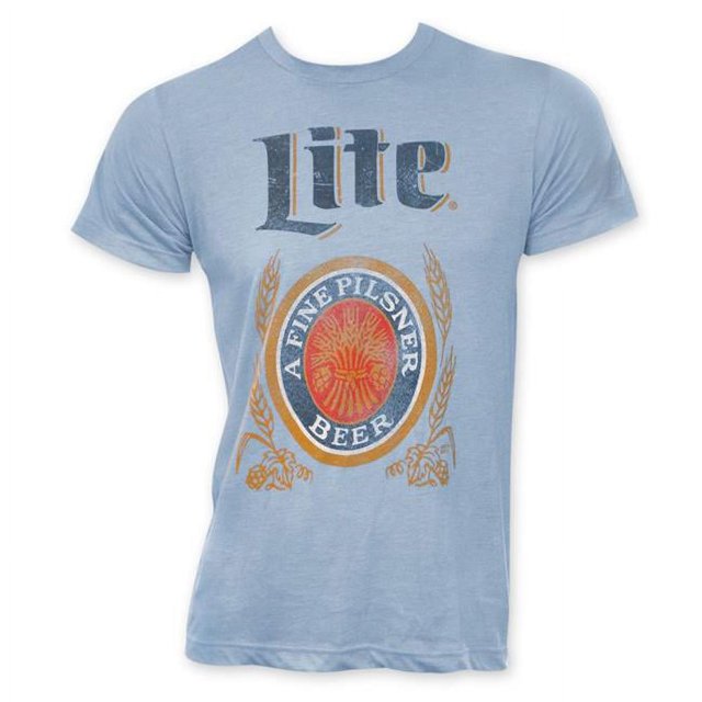 Miller 24903-Large Miller Lite Classic Logo Mens Light Blue T-Shirt - Large