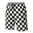 thumbnail image 2 of Yiaed Black and White Checkerboard Print Men's Swim Trunks with Lining Quick Dry Sports Shorts Beach Shorts Boardshorts-Large, 2 of 5