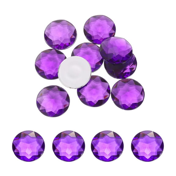 Flat Back Round Acrylic Rhinestones,40mm Purple Flatback Crystal Rhinestones for Crafts Decoration 10Pcs
