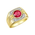 thumbnail image 3 of RYLOS Mens Rings 14K Yellow Gold Designer Round Gemstone &  Sparkling Diamond Ring Ruby July Birthstone Rings For Men, Men's Rings, Gold Rings Sizes 8 - 13, 3 of 7