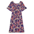 thumbnail image 2 of CATALOG CLASSICS Womens Muumuu House Dress Lounger Short Sleeve with pockets 42" - Purple/Red Large, 2 of 6