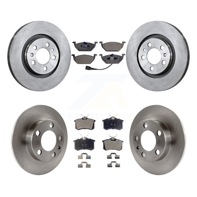 Transit Auto Front Rear Disc Brake Rotors and Semi-Metallic Pads Kit for Car 2007-2010 Volkswagen Beetle with 280mm Diameter Rotor K8F-102558
