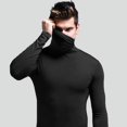 thumbnail image 1 of Camisa ajustada fina de manga larga de otoño e invierno con cuello alto y protección para el cuello de una pieza para hombre, 1 of 4