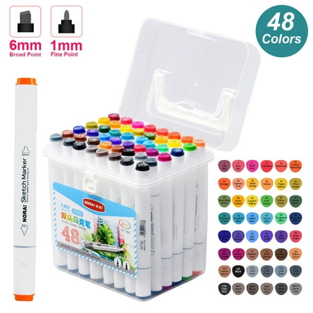 48 Colors Art Markers Set Dual Heads Broad Fine Point Based Marker Pens With Pp Storage Box For Children Students Adults Professionals Beginners Artists Designers Drawing Coloring Sketching Art Creat Walmart Canada