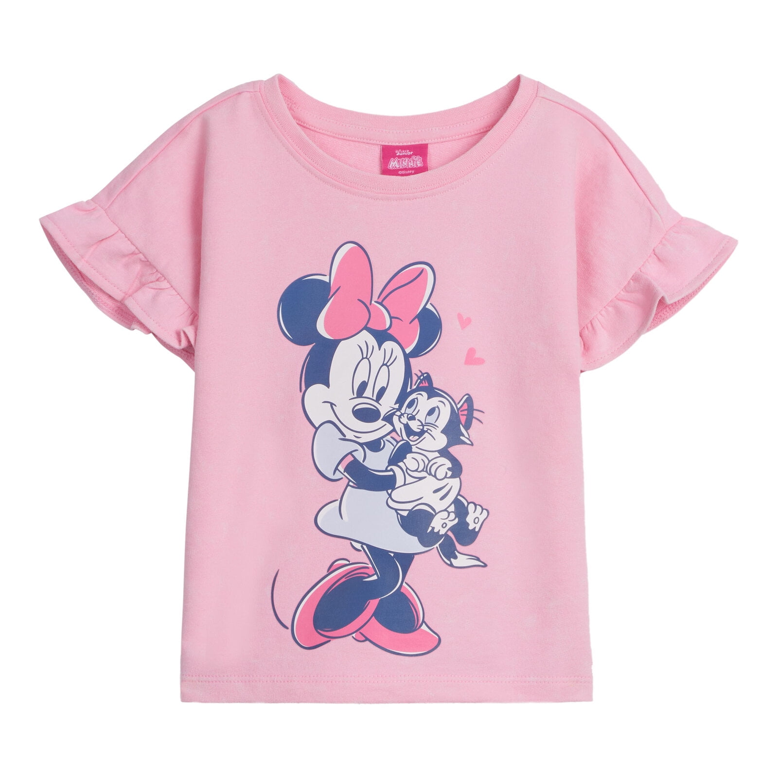 Disney Minnie Mouse Baby Girls' Short Sleeve Graphic T-Shirt and French Terry Shorts Set Pink Optic Wash Minnie Mouse