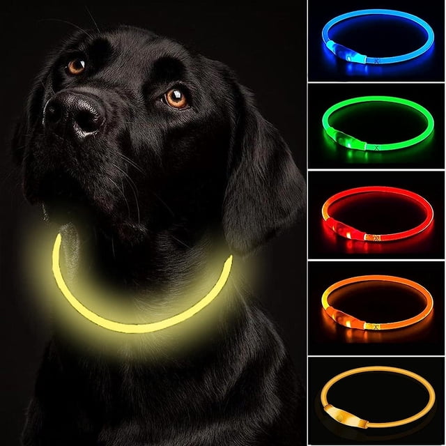 Collar de perro intermitente con luz recargable por USB, longitud ajustable, collar intermitente impermeable cortable para perros, 3 modos, para perros pequeños, medianos y grandes (