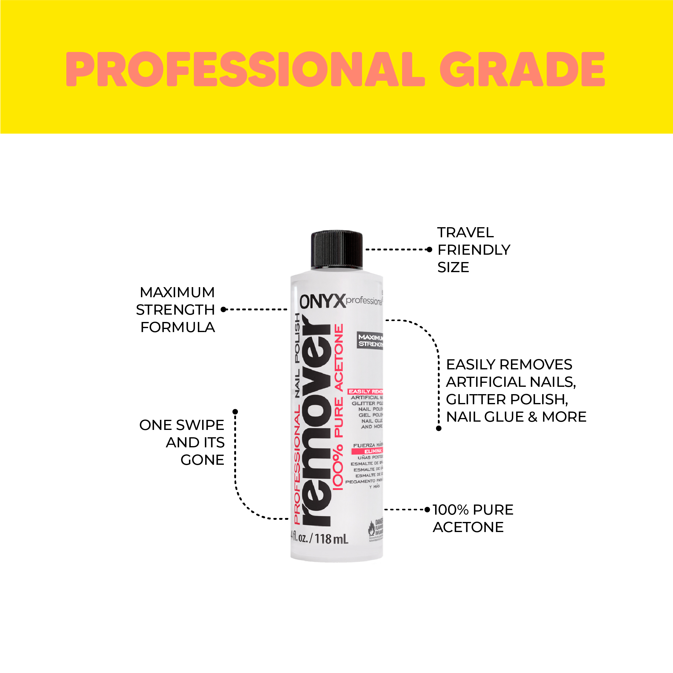 Onyx Professional 100% Pure Acetone Nail Polish Remover, 4 fl oz - image 2 of 5