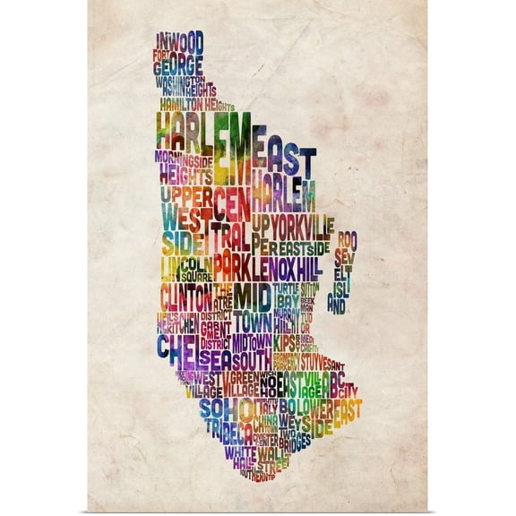 Great BIG Canvas | "Manhatten Art map, NYC" Art Print - 24x36