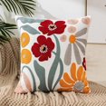 thumbnail image 1 of Nvzi-a - Funda de cojín bordada estilo granja, con diseño floral, tejido capitoné, cuadrada, para sofá, dormitorio, sin relleno (Floral A, 45,7 x 45,7 cm), 1 of 2