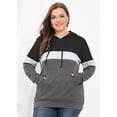 thumbnail image 6 of JuneFish Women's Plus Size Long Sleeve Sweatshirts Color Block Hoodies Pullover with Pocket, 6 of 7
