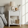 thumbnail image 6 of Fluted Wood Nightstand with Drawer, Small 12" Shallow Depth Bedside Table, Modern Farmhouse Compact End Table, 15" W x 12" D x 23" H, White, 6 of 8