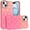 Orange /Pink, variant on Designed for Apple iPhone 15 Fashion Flower Design Sparkle Glitter Shimmer Rhinestone Bling Floral Accents, Leather Texture TPU Phone Case Cover - Light Pink /Light Purple