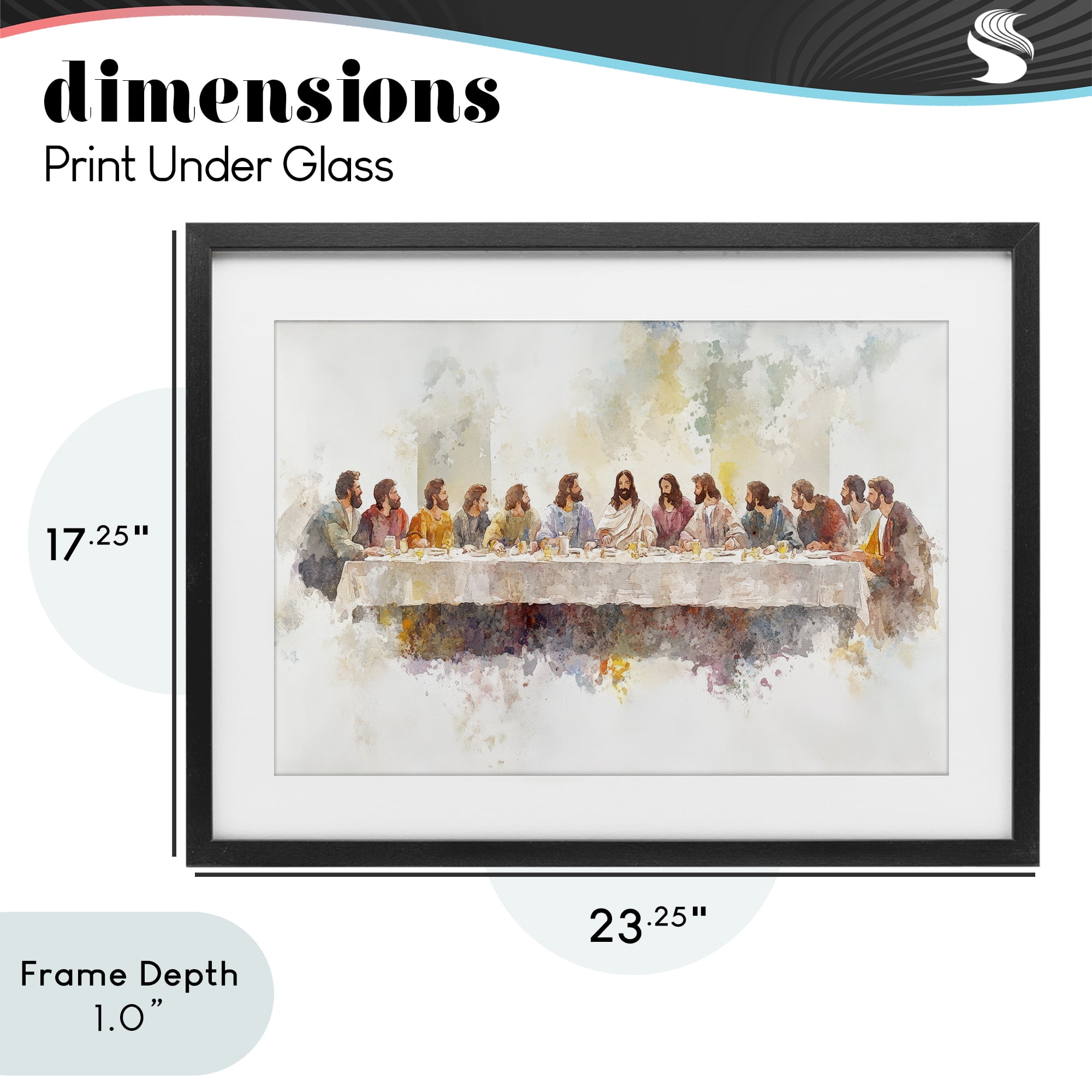 Stupell Industries Watercolor Supper Spirituality Black Framed Print Under Glass, design by Petal Prints Design