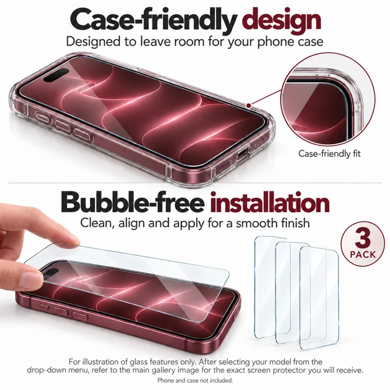iPhone 18 Pro - Tempered Glass Display Protector, Full HD Front ...