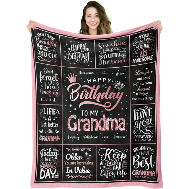 LHSHID Flannel Throw Blanket Grandma Color Birthday Gift for Grandma 60"x80"