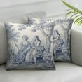 thumbnail image 2 of COMIO  Decorative Pillow Cover Toile Washable Cushion Covers with Invisible Zipper for Couch, Bedroom, Home, The Miller - Paloma Grey - Spring/Summer 2pc, 2 of 6