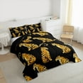 thumbnail image 3 of Manfei Jungle Leopard Child Queen Comforter Set, Black Brown Bedding Comforter Set, Kawaii Cheetah Animal Reversible Bedding Set, Microfiber Bedroom Decor, 3 Pieces, 3 of 8