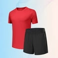 thumbnail image 4 of Wdfiry Workout Sport Sets for Men 2 Piece Outfits Summer Tracksuit Sets Fashion Cool Quick Dry Athletic Sets Solid Casual Short Sleeve V-Neck Shirts with Shorts, 4 of 6