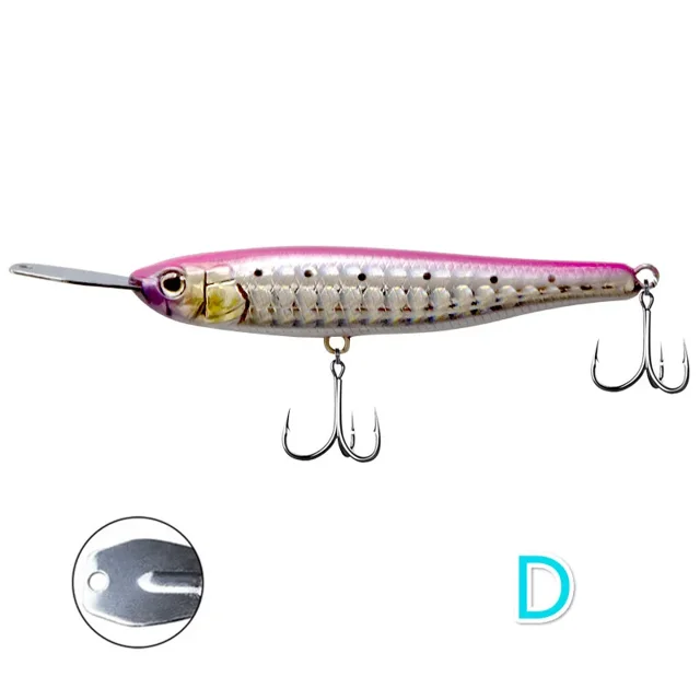 Sinking Pencil Lure, Riser bait 007R, Metal Lip Wobbler, Bass Jerkbait, Minnow Wobbler, illex Riserbait 007R Lure D 70mm