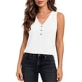 thumbnail image 5 of LEAVINGSUO Tank Tops for Women Summer Sleeveless V-neck Imitation Linen With Blouse Shirt White S, 5 of 8