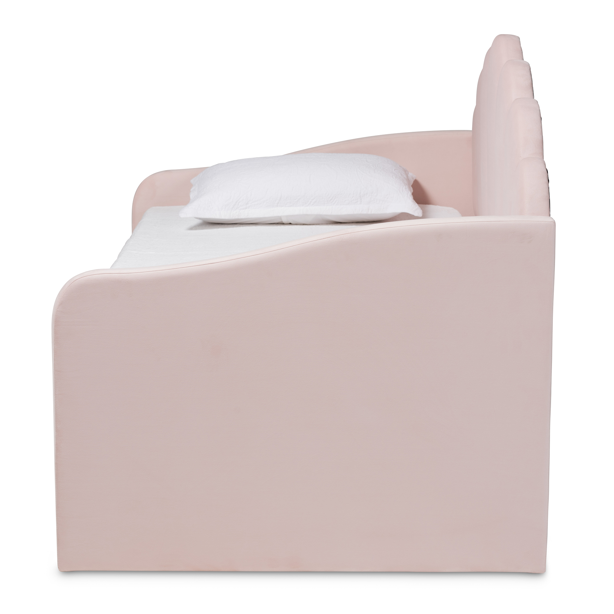 Baxton Studio Kids Modern Timila Daybed with Trundle, Light Pink