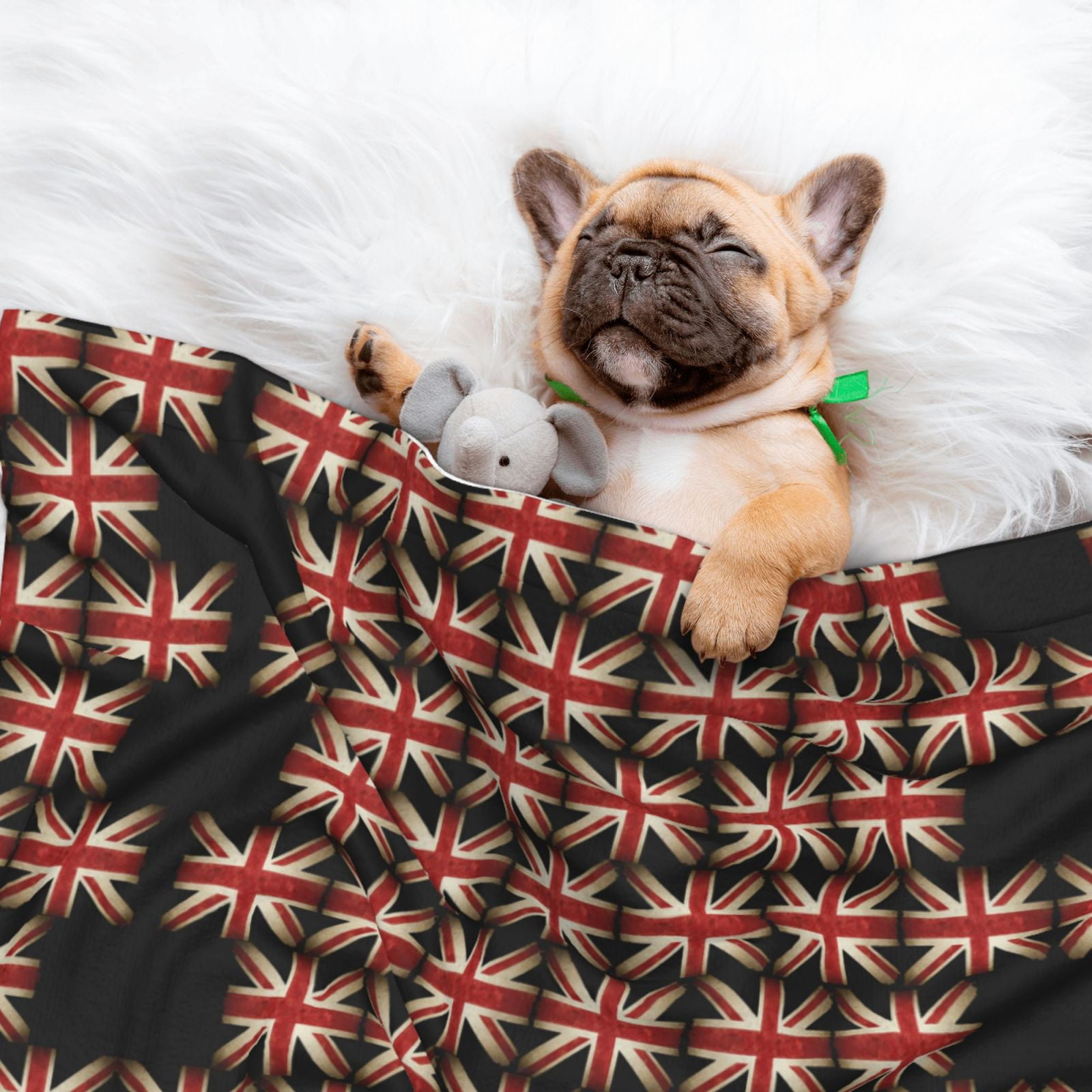 Flannel Throw Dog Blanket British Flag Pattern Soft Warm Print Pet Blankets for Small Dog Cat Puppy