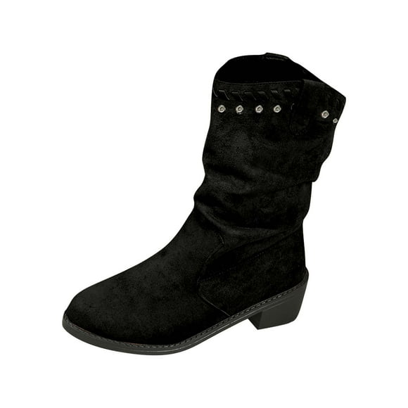 Womens Winter Boots, Comfortable Ankle Footwear with Solid Color and Low Heel