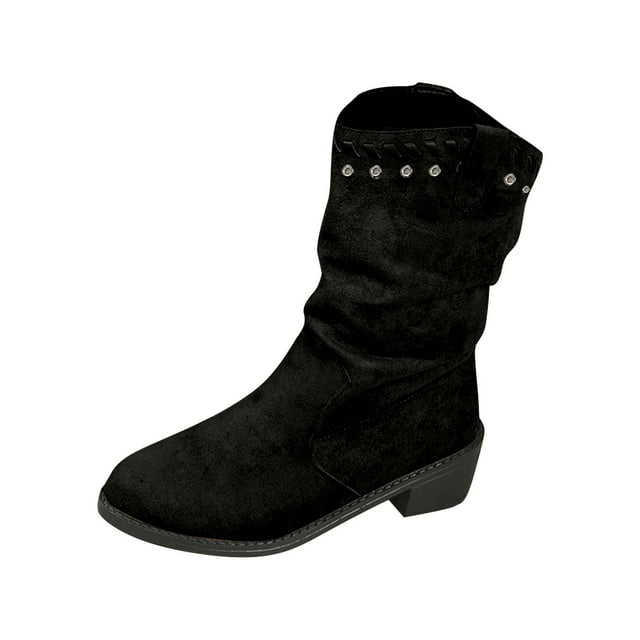 COM1950s Bottes d'Hiver pour Femmes, Bottines Décontractées d'Hiver pour Femmes, Couleur Unie, Bout Rond, Talon Bas, Bottines Confortables, Bottes pour Femmes à Talon, Robes d'Hiver pour Femmes