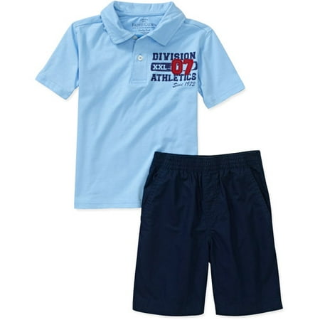 Faded Glory Boys 2-Piece Short Sleeve Polo Shirt and Shorts