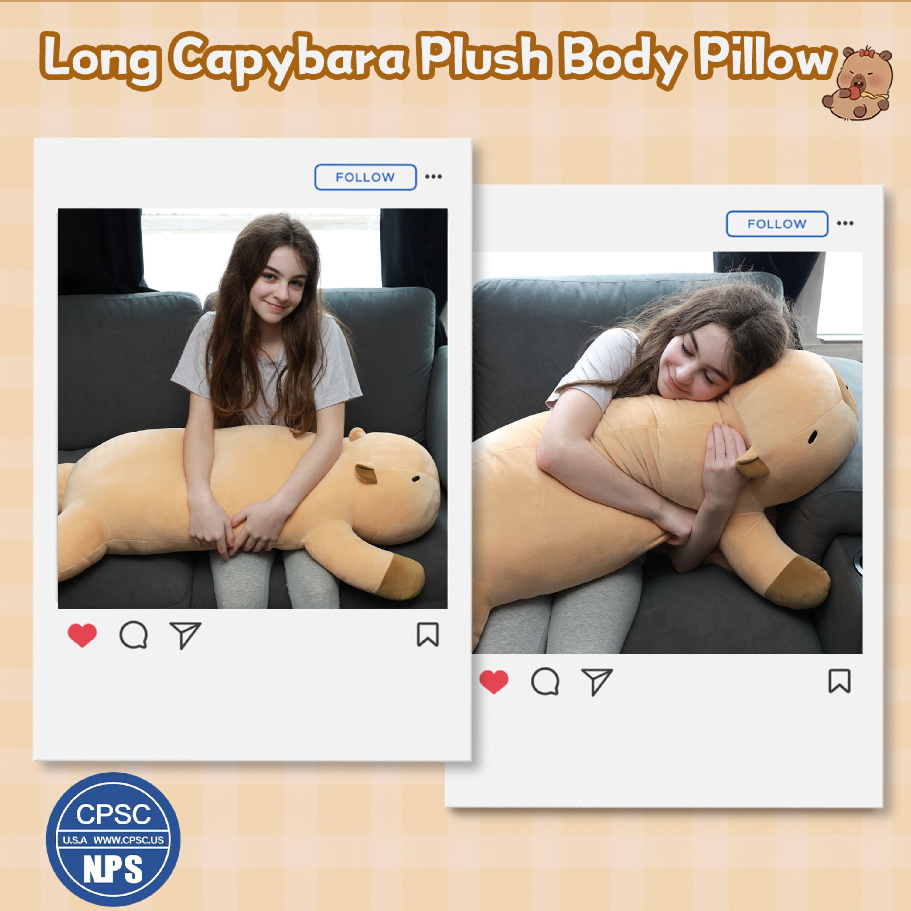 Tezituor 43.3'' Capybara Stuffed Animal Giant Capybara Body Pillow Toy