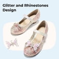 thumbnail image 5 of PATPAT Girls Mary Jane Dress Shoes Glitter Sequins Rhinestones Bow Low Heel Princess Shoes with Butterfly Hair Clips, 5 of 8