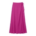 thumbnail image 4 of XIAONU Women's Solid Wrap Maxi Skirt Tie Waist Loose Casual Long Skirt, 4 of 4
