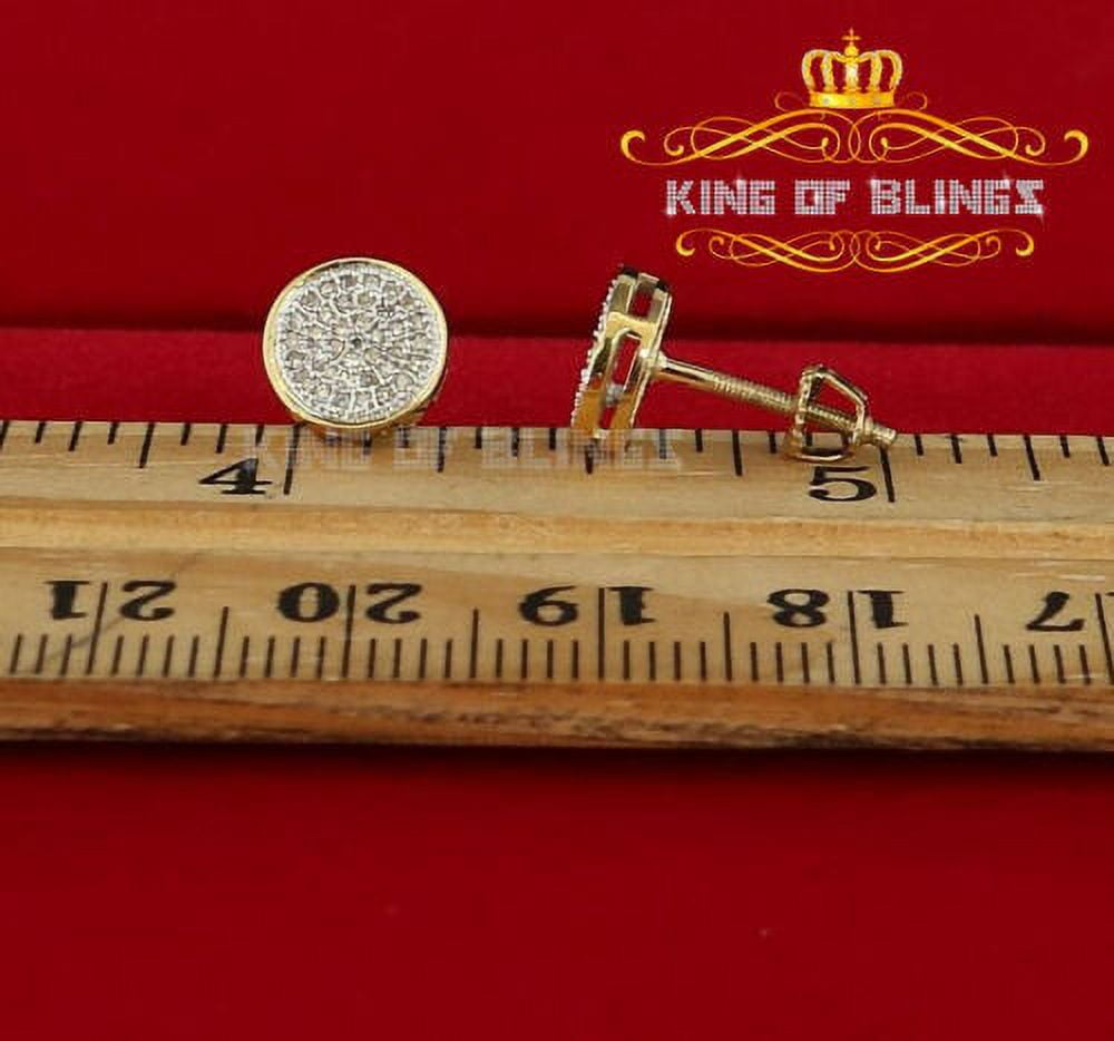 King of Bling's 10K Real Yellow Gold with Real 0.15ct mens & womes Diamonds Round Stud Earrings