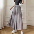 thumbnail image 2 of Women Wide Leg Pleated Pants Elastic High Waist Chiffon Pants Summer Loose Fit Solid Color Casual Trousers Streetwear-Grey,L, 2 of 8