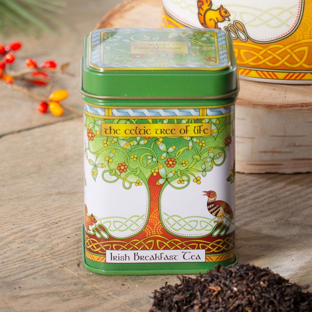 Irish Breakfast Black Loose Leaf Tea Tin Tree of Life Design