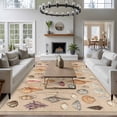thumbnail image 3 of Large Area Rugs for Living Room Bedroom, Retro Ocean 5'x8' Rug Washable Carpet Runner Indoor Outdoor, Brown Coastal Shells Conch Underwater Non Slip Floor Mats Rug for Kitchen, Bathroom, 3 of 8