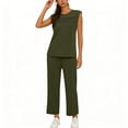 thumbnail image 5 of Women's Elastic Waist Shorts Set with Soft Stretchy Fabric, Straight Leg Shorts for Women, Casual Summer Outfit, Beach Lounge Activewear, Womens | VerBelle,Army Green 2XL, 5 of 8
