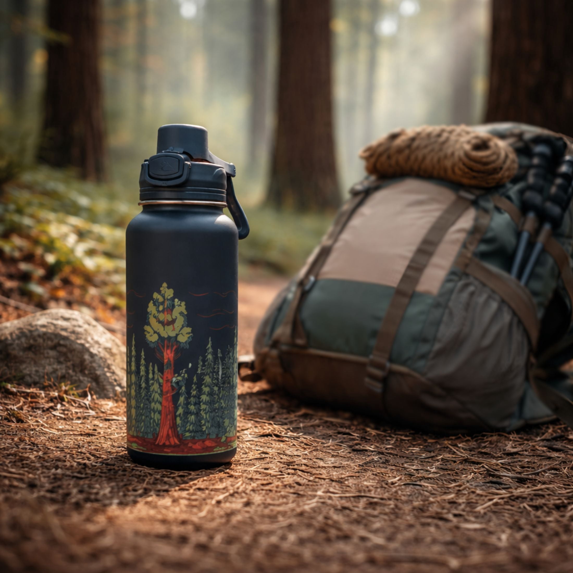 Ozark Trail 32 oz Chug Tritan Water Bottle, Ancient Forest, BPA-Free Reusable