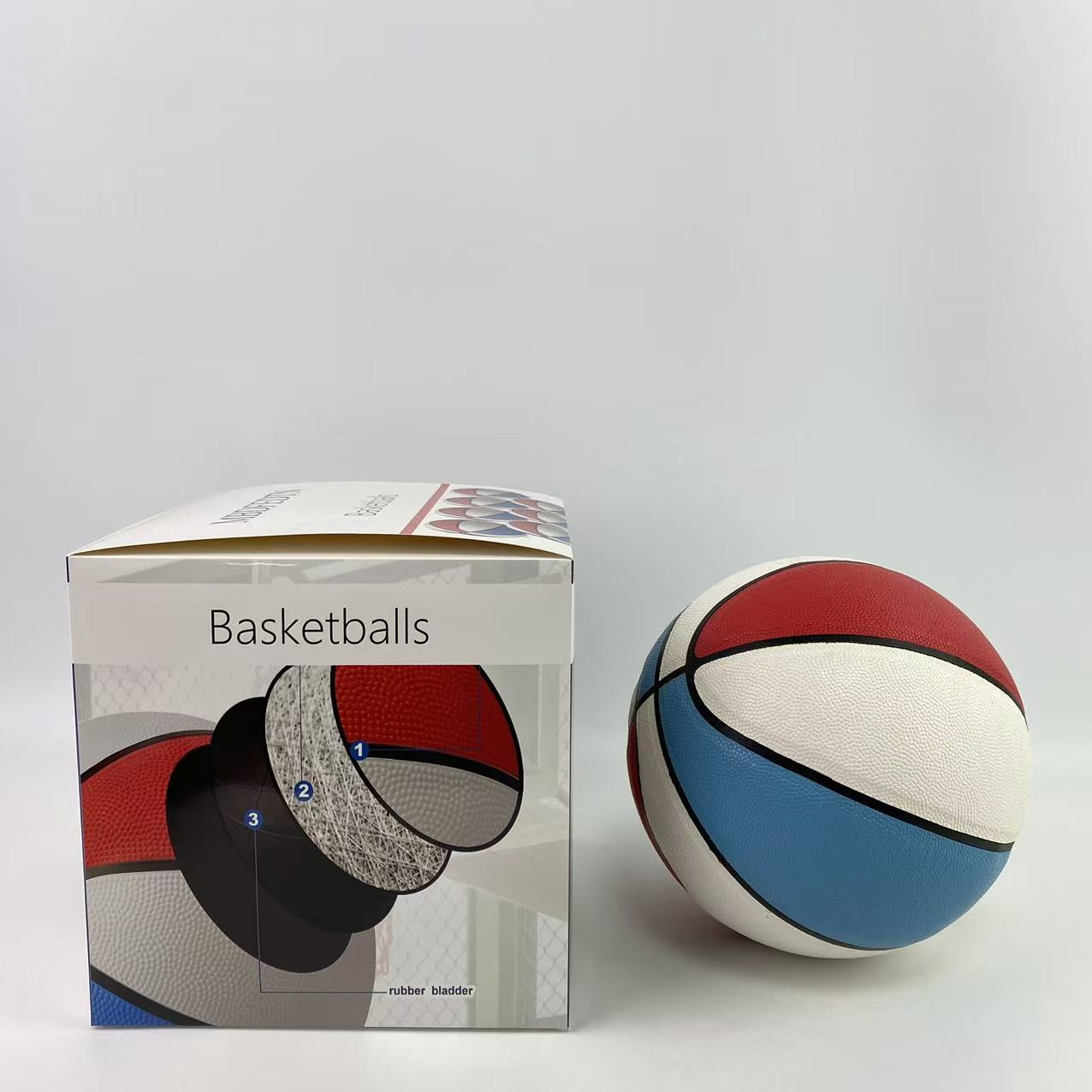MBDFEDTN Basketballs,Basketballs Bulk Official Size 7 Rubber Basketballs 29.5 Rubber Inflatable Basketballs Basketballs Bulk Standard Basketball for Training Play(Blue, White)